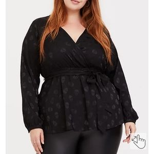 Black Skull Babydoll Blouse